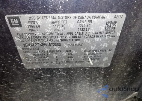 2017 Chevrolet Equinox Ls from USA, damaged, VIN 2GNALBEK8H1572393